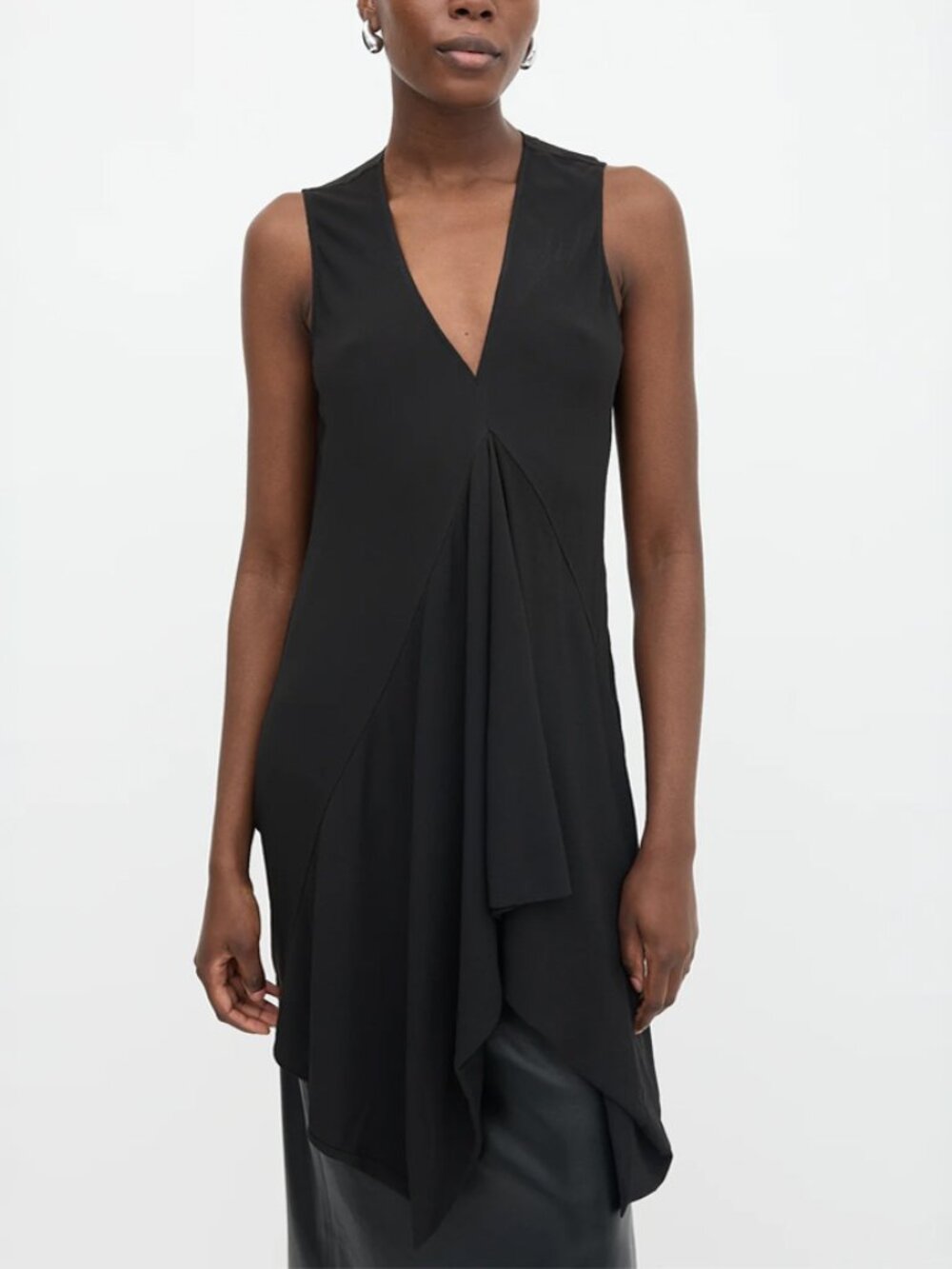 Rick Owens SS11 Black Crepe Handkerchief Shirt Dress Size 8